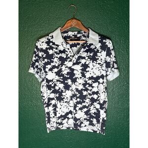 Michael Kors Blue Floral Polo Medium Short Sleeve Modern Fit